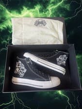 Wolves Club Black/White Canvas High Top Sneakers Tiger Graphic Mens US 5.5