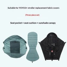 Stroller Flat-Recline Three-Piece Set with Canopy & Seat Pad