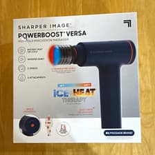 Sharper Image Powerboost Versa Hot & Cold Percussion Massage Gun 6 Heads Blue