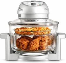 16Qt Glass Air Fryer Non Toxic Family Size 3 Cooking Sections Steel Racks Self