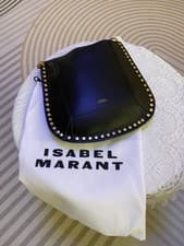 ISABEL MARANT Oskan Moon Black Studded Leather Crossbody Shoulder Bag Dust Bag I
