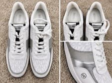 Michael Kors Women’s Low Top Lace-Up Sneakers White/Gray/Silver Logo