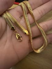 18K Solid Gold 6mm 18'' Herringbone Chain Necklace Flat Snake Bone Link Chain