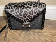 Michael Michael Kors Whitney Medium Signature Logo Leopard Print Calf Hair Bag
