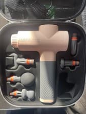 Sharper Image PowerBoost Percussion Massage Gun Cordless Handheld 5 Heads Case