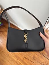 Saint Laurent YSL Black Shoulder Bag Gold Hardware Logo Buckle Zip Strap