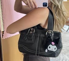Coach Y2K Vintage Hamptons Black Leather Hobo Shoulder Bag