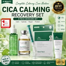 [K-Beauty VT Cica Calming Skincare Set+Cica Panthenol Ampoule Shot +3 Mask Pack]