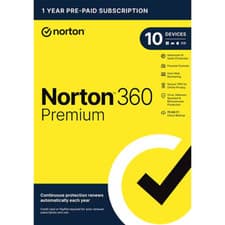 Norton 360 Premium 10 Devices 2026 VPN Antivirus Cloud Software 1 year Key card