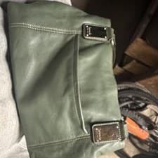 Chloé Green Satchel Top Handle Bag Zip Closure Striped Multicolor Lined