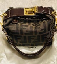 Neatly UsedMiniFENDI Zucca Canvas Hand Bag Black Brown With Dust Bag