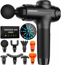 RAEMAO X6 Massage Gun Deep Tissue, LCD Touch Screen, USB-C, 8 Heads, Black