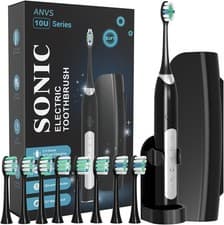 ANVS Sonic Electric Toothbrush Rechargeable 8 Heads Travel Case 90 Days