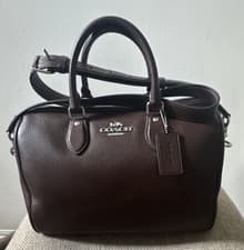 Coach Brown Pebbled Zip Satchel Top Handle Bag w/ Adjustable Strap & Hangtag