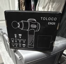 TOLOCO EM26 Percussion Massage Gun, 10 Heads, Handheld Full Body, Black