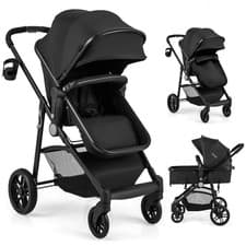 2 In 1 Foldable Baby Stroller Kids Travel Newborn Infant Buggy Pushchair Black