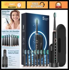 Sonic Electric Toothbrush for Adults & Kids - 8 Brush Heads, Travel Case, 120 Da