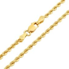 10K Yellow Gold 1.5mm-10mm Diamond Cut Rope Chain Necklace Mens Women 16"- 30"