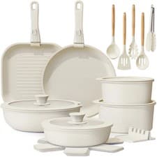 Astercook AS20222 22 Piece Ceramic Nonstick Cookware Set with Detachable Handles