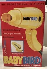ConairPRO Babybird Mini Travel Hair Dryer Yellow Folding Handle Dual Voltage