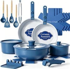 Pots and Pans Set Non Stick, 21 Pcs Ceramic Cookware Set with Detachable Handles