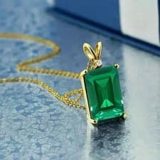 2Ct Emerald Cut Lab-Created Green Emerald Women's Pendant 14K Yellow Gold Plated