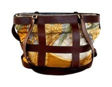 Vintage Salvatore Ferragamo Silk & Leather Caged Tote Bag Parrot Print
