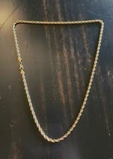 Men's 14k Gold Stamped Rope Chain 24 Inches " 4mm Wide Plated Necklace