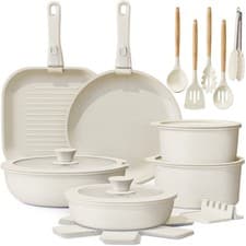 Astercook AS20222 22 Piece Ceramic Nonstick Cookware Set with Detachable Handles