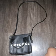Black Small Mini Tote Bag Purse Logo Top Handle Detachable Adjustable Strap