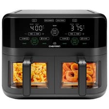 Chefman Dual Basket Digital Air Fryer, View Windows, 2 Independent 3 Qt Baskets