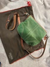 Vintage green suade coach crossbody