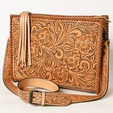 AD American Darling Hand-Tooled Western Leather Crossbody Bag – Genuine Floral