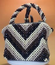 Women's Brown Chevron Beaded handbag