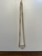 Gold And White Prada Necklace/chain