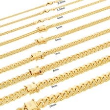10K Yellow Gold Solid 2.7mm-10mm Miami Cuban Link Chain Necklace Bracelet 7"-30"