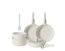 Gianna 12 Pc Nonstick Cookware Set Pots & Pans w/ Detachable Handle Beige