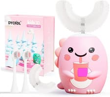 Children's U-Shaped Sonic Toothbrush, 4 Heads, IPX7 Waterproof, Pink