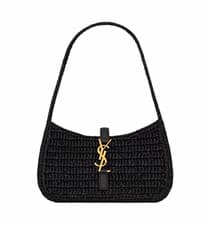 Saint Laurent Le 7 A 5 Mini Raffia & Leather Shoulder Bag, Black & Gold
