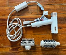 Shark Ionic Standard Hair Dryer, White w/ 2 Round Brush Attachments