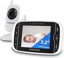 HelloBaby Video Baby Monitor with Camera and Audio, 3.2Inch LCD Display