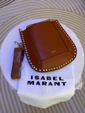 ISABEL MARANT Oskan Moon Tan Brown Studded Leather Shoulder Crossbody Bag Dust B