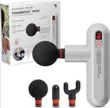 Sharper Image Powerboost Move Percussion Massage Gun Quiet Drive 4 Heads PB01