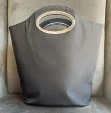 Rare Vintage Gucci Tom Ford Era Black Nylon Silver Handle Tote Bag Authentic