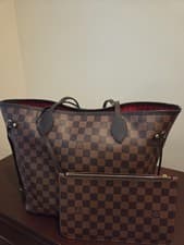 Louis Vuitton Neverfull Damier Ebene Brown Tote with Pouch