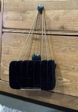 Women’s Black Quilted Shoulder Bag, Gold Chain Strap, Detachable, Magnetic