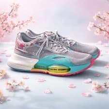 Nike Women’s Lace-Up Athletic Sneakers Mesh Upper Gray/Blue/Pink Logo