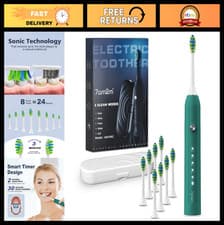Sonic Electric Toothbrush for Adults & Kids, 8 Brush Heads, Travel Case, 5 Modes