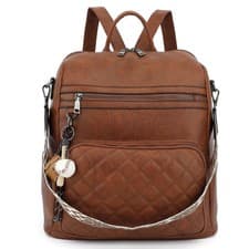 Large Leather Convertible Backpack Purse for Women, Fashionable Shoulder Bag