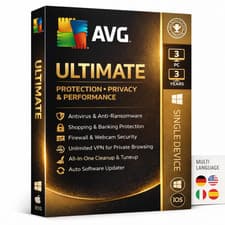 AVG Ultimate 2026 VPN Included 3 Years, 3 Devices (Global Activation)